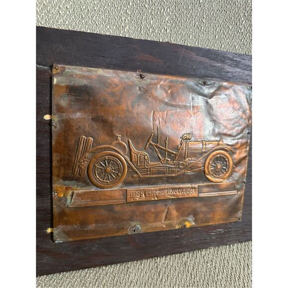 Vintage Stamped Pressed Copper 1912 Mercer Raceabout 10x8.5” Artwork Picture - Picture 2 of 9